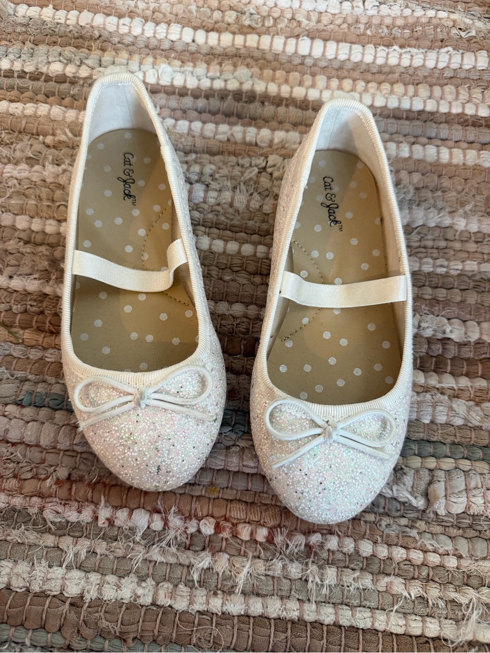 Cat & Jack White Glitter Ballet Flats, 9